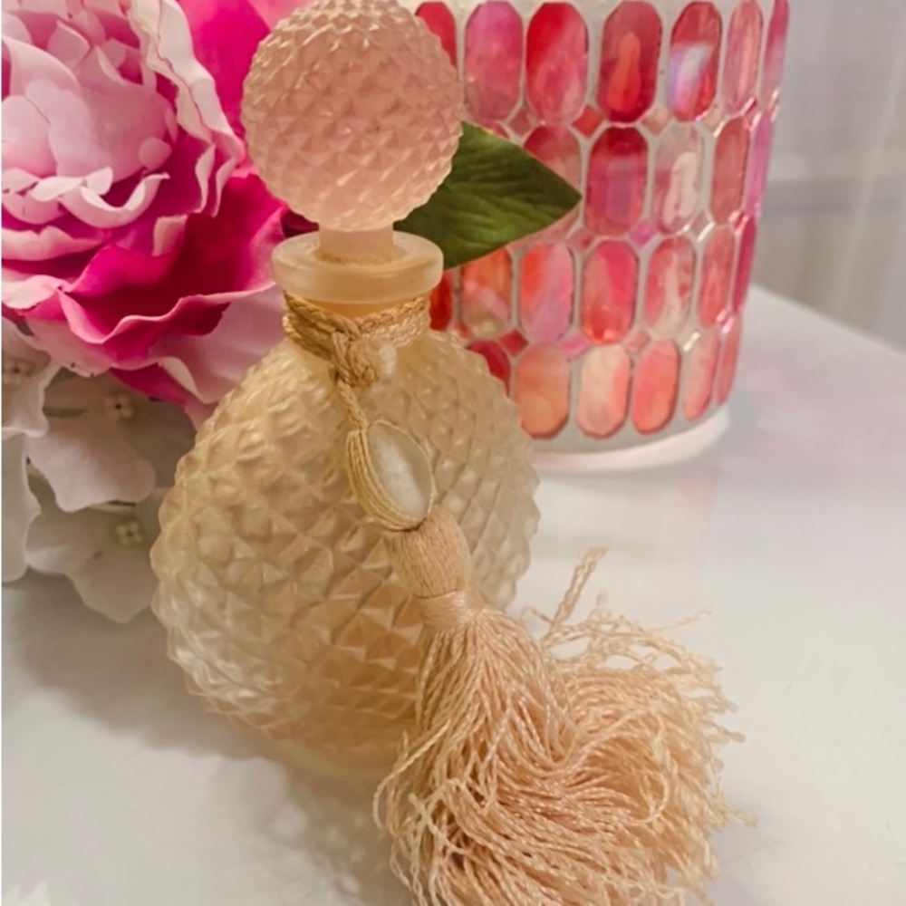 Pink Satin Cut Diamond Perfume Bottle w/ Tassel